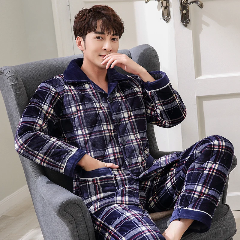 Buy New Arrival Fashion Plaid Quilted Pajama Sets Soft