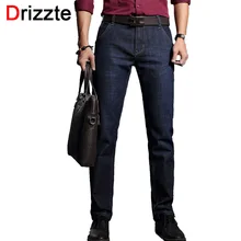 Drizzte мужские Джинсы Темно-Синий Деним Бизнес Slim Fit Платье Джинсы размер 30 32 34 35 36 38 Брюки Жан для Мужчин