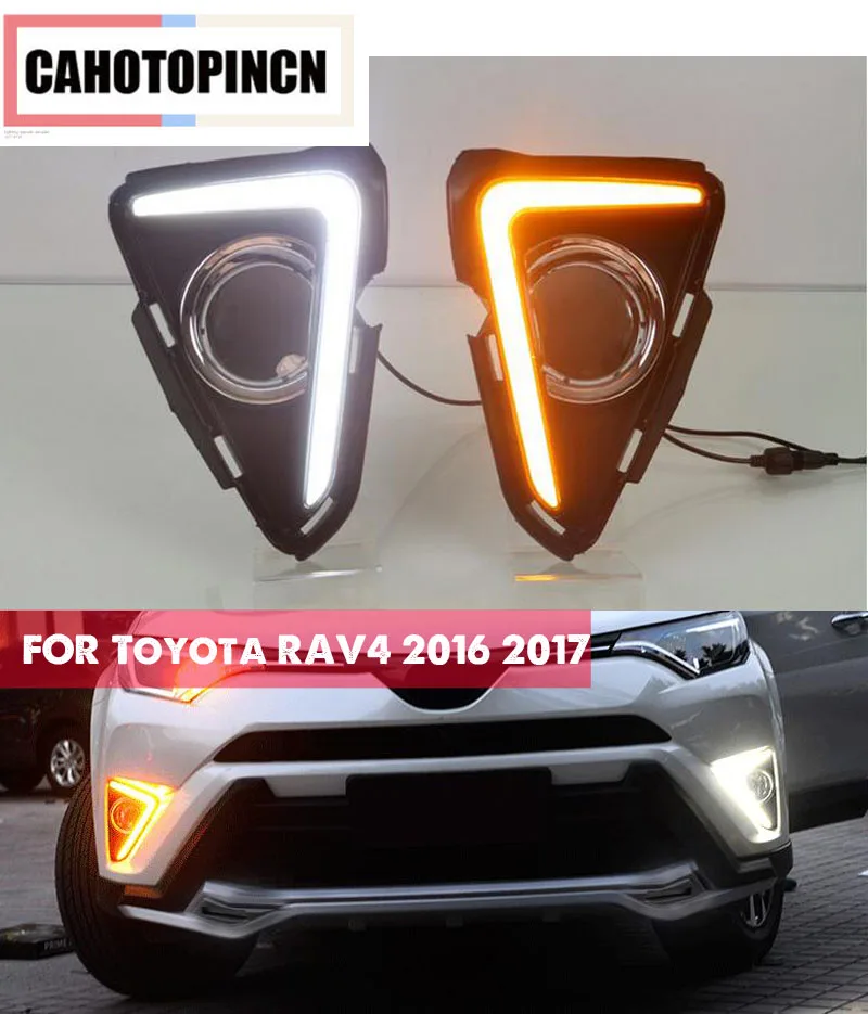 

For Toyota RAV4 2016 2017 Car LED DRL Daytime Running Lights Turning Signal Fog Lamp Auto Lights Lamp Accessories Car-styling