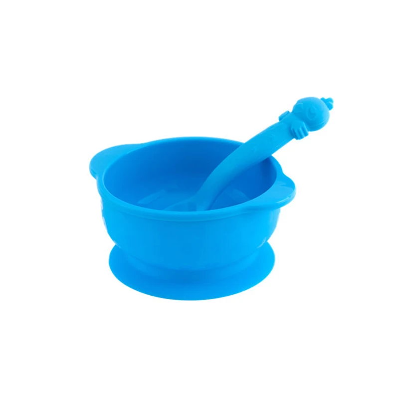 2 шт./компл. Детские Еда хранения силиконовая посуда детские всасывания чаша eco-friendly для занятий спортом для детей, посуда для кормления c изображением животных, из BB3109 - Цвет: Blue