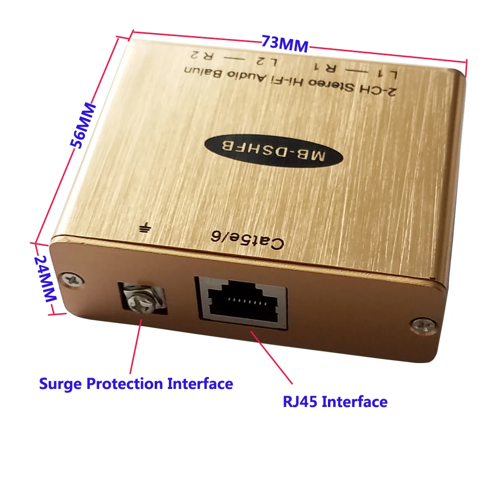 Quad Audio Extender to Cat5/6 Adapter 4 Channels Analog Audio over Cat5