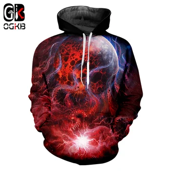 

OGKB New Harajuku Women/Men's Print Red Galaxy Space 3d Sweatshirt Hoodies Homme Bodybuilding Fitness Workout Casual Jumpers