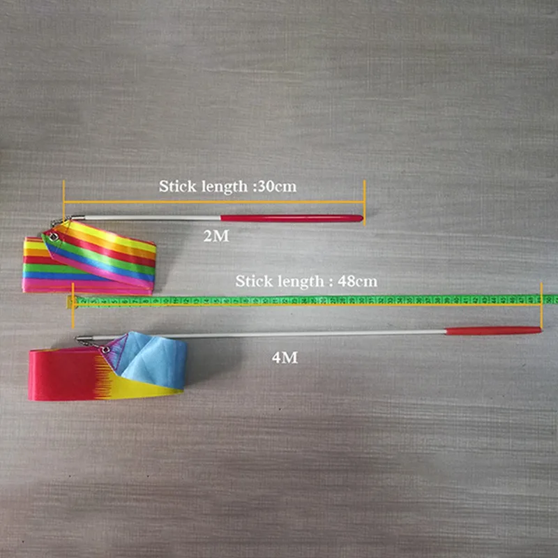 Красочный 2 M/4 M Gym ленты танцевальная лента ритмической художественная гимнастика лента для художественной гимнастики вертя стержень