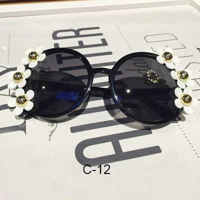 Ralferty ручной работы хрустальные солнцезащитные очки для женщин роскошный цветок Защита от солнца очки бренд со стразами оттенков фестиваль Óculos Gunes - Цвет линз: C-12