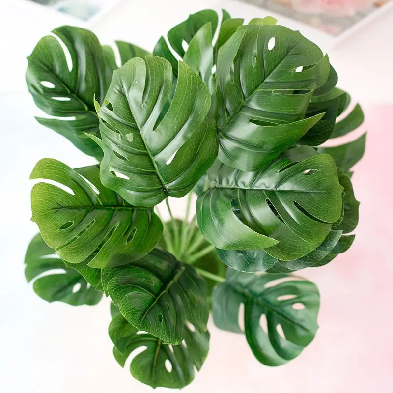 18 голов искусственные растения тропические зеленые листья в форме Панциря Черепахи букет листьев сад дом Мексиканская осень украшения