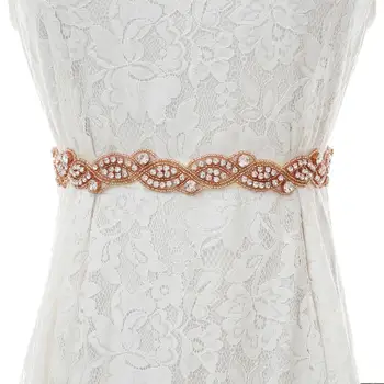 

Rose Gold Crystal Bridal Sash Handmade Diamond Wedding Belt Rhinestones Bridal Belt For Wedding Accessories S199RG