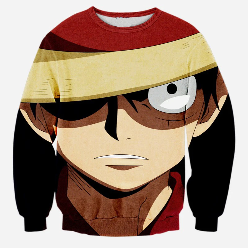 

PLstar Cosmos New Cartoon Characters Sweatshirt Anime One Piece Monkey D Luffy 3d print Women Men Crewneck Long Sleeve Outerwear