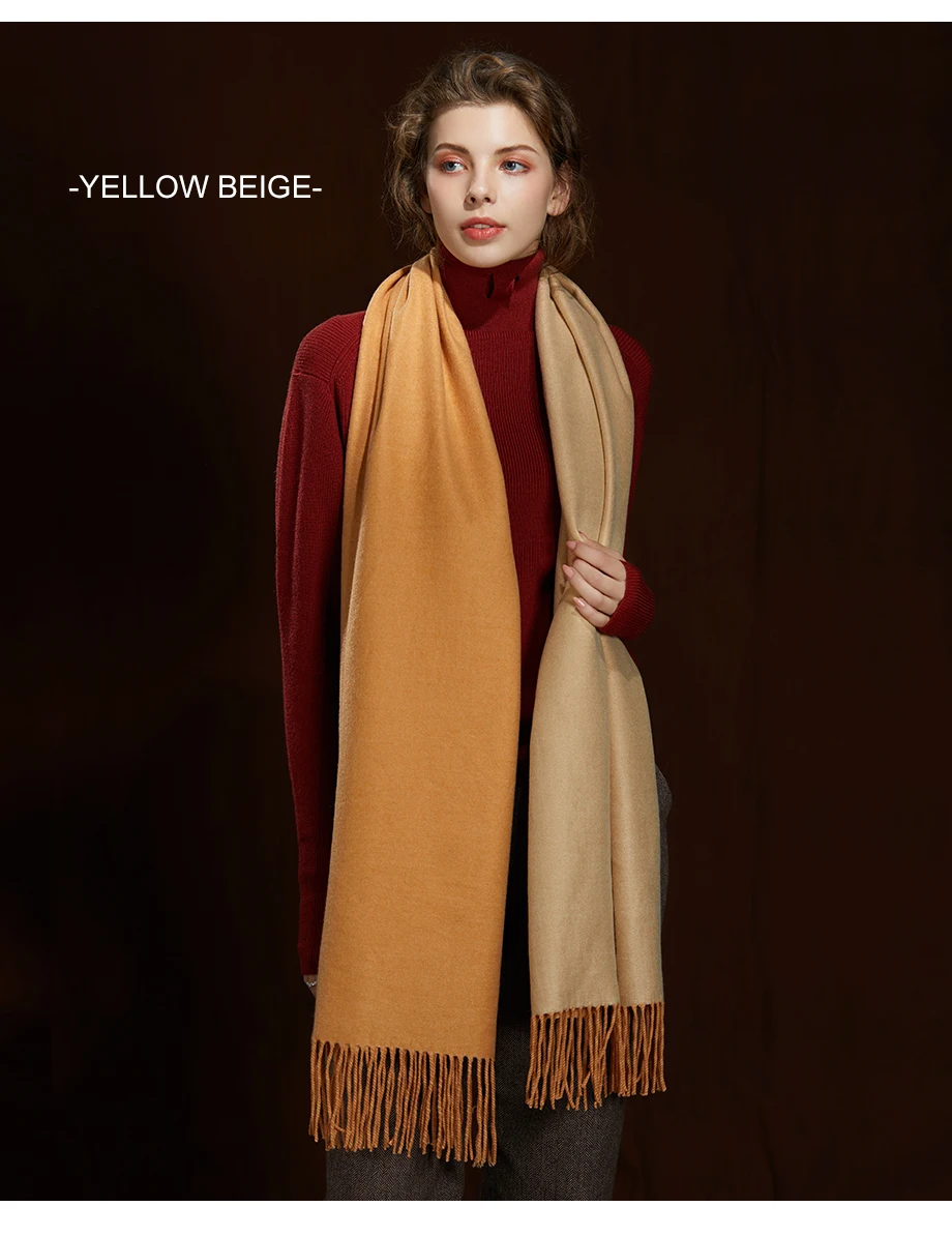 Women's Cashmere Scarf Winter Pashmina Solid Woman Fashion Scarves&Shawl Lady's Knit Shawl Long Scarf Wraps Size180cm65cm (8)