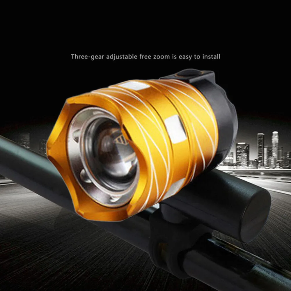 Clearance USB Rechargeable XML T6 LED Bicycle Bike Light Front Cycling Light Head Lamp Gold rechargeable bike light led waterproof A70 1