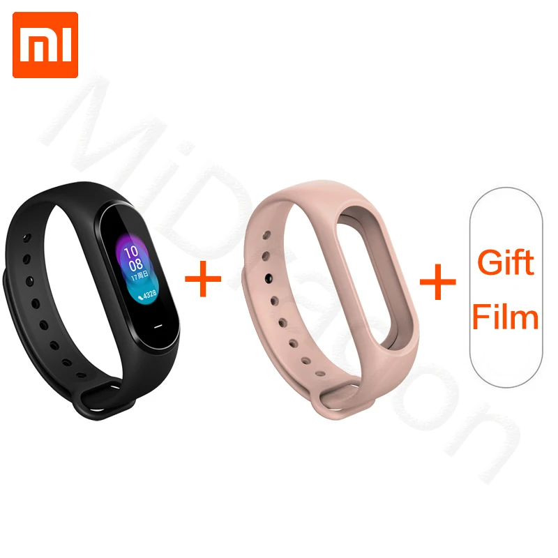 Xiaomi Hey Plus Smartband 0,95 дюймов AMOLED цветной экран встроенный многофункциональный NFC монитор сердечного ритма Hey+ Band - Цвет: ADD Pink Strap