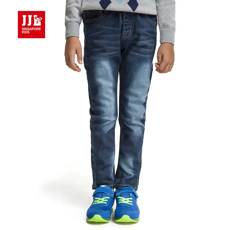 ФОТО boys fashion jeans adjustable waist letter print kids denim jeans classic pure color 2015 autumn new arrival