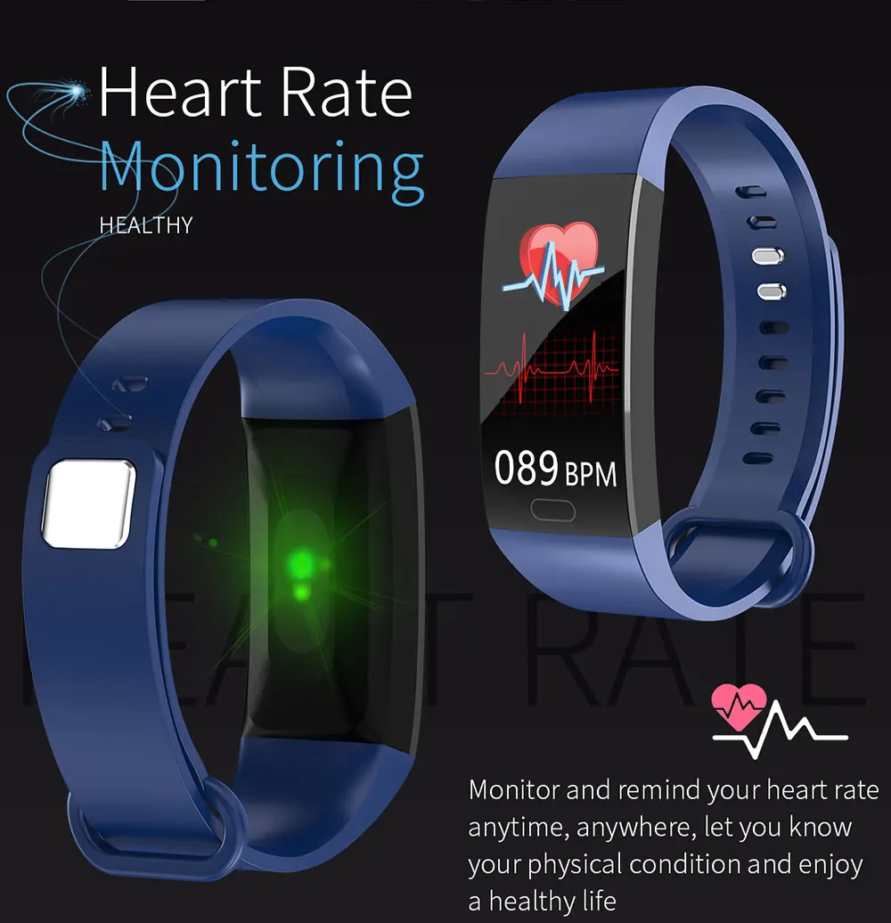 Водонепроницаемый смарт-браслет монитор сердечного ритма фитнес-браслет шагомер кровяное давление трекер сна Bluetooth Смарт-часы для мужчин и женщин