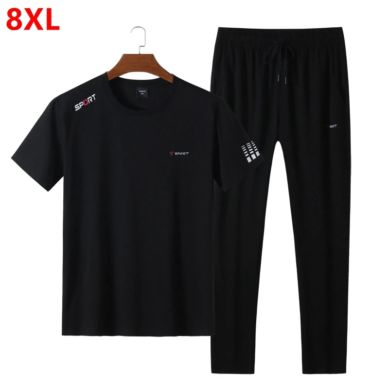 

Summer new men's plus size casual sports suit male short-sleeved shorts 8XL 7XL 6XL 5XL