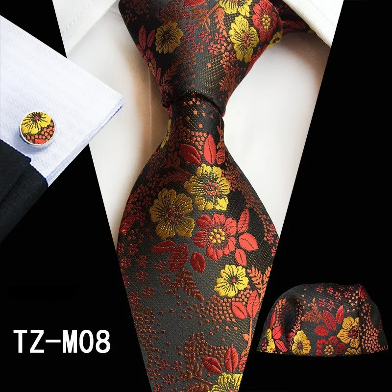 Дизайнерский Золотой серый мужской галстук Шелковый клетчатый узор Повседневный стиль комплект галстуков костюм Свадебная вечеринка Прямая - Цвет: TZ-M08