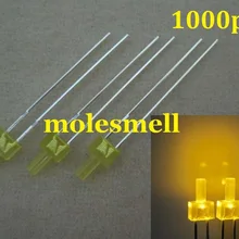 1000 шт 2 мм плоские верхние рассеянные, желтые Рассеянный светодиод 2 мм плоская головка желтый светодиодный 2 мм Большой/широкоугольный светодиод свет 2 мм желтый объектив светодиодный светильник