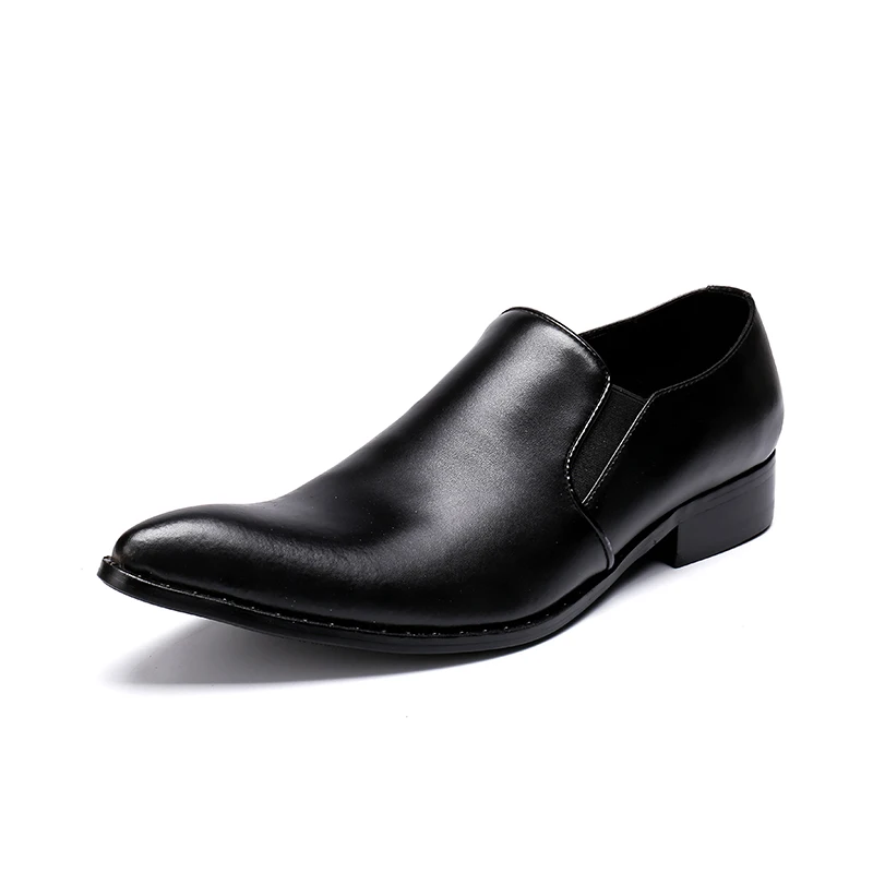 Show Toe Zapatos En Grueso Costura La Negocio Tacón Cuero Resbalón Lujo Hombre Hombres Negro Real Punta De Deslizamiento As Boda wxfXAHqzn0