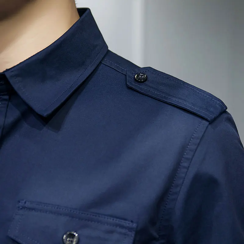 В стиле милитари рубашки-карго модная мужская рубашка с длинными рукавами мужские повседневные тонкие рубашки подходят Chemise Homme Хлопковая мужская рубашка 4955