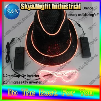 

Flexible FLashing Gift Orange-EL cap +EL glasses conbine on One inverter +free shipping