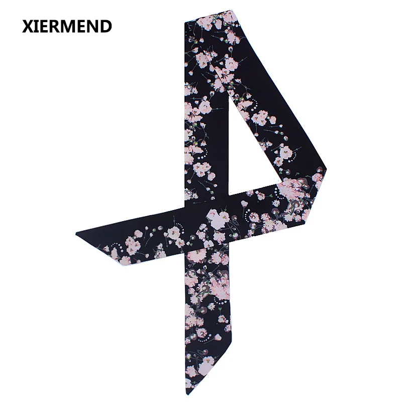 

2018 new small floral slender narrow long small scarf tied bag handle scarves small ribbon skinny scarves Ms. scarf