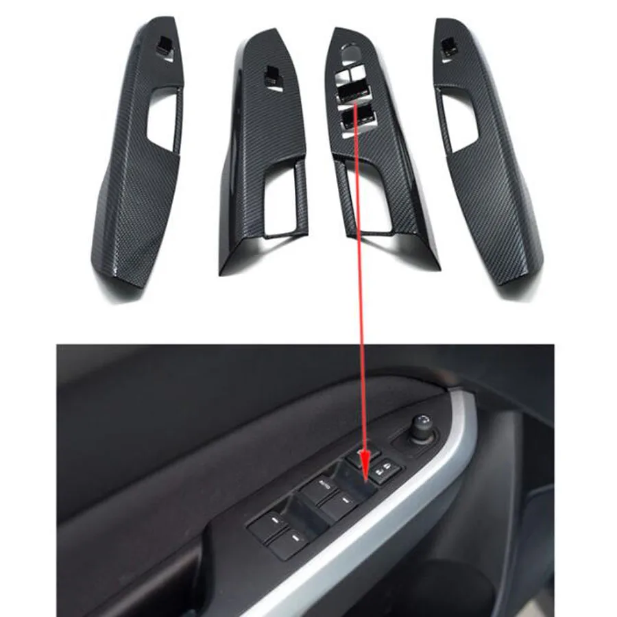 

Carbon Fiber Style Car Interior Door Armrest Window Switch Button Cover Trim Sticker For Suzuki Vitara 2016 Auto Styling