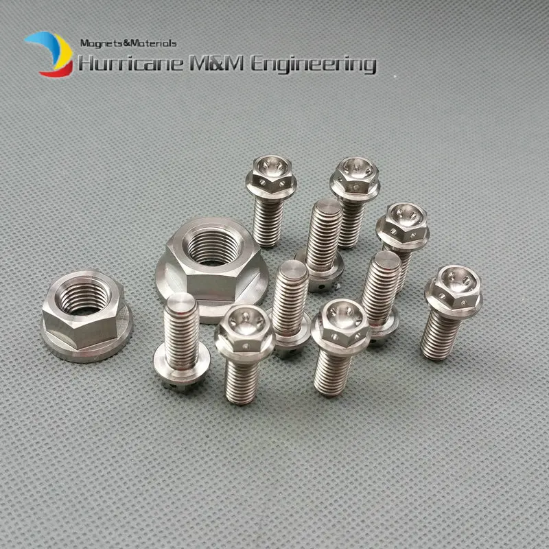 

Titanium Bolt and Nut Ti fasterners 10 pieces M8*20 Flange Hexagon Ti Bolts + 1 pcs M12 + 1pcs M14 (1.25) Nut