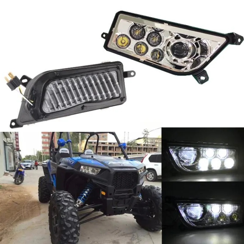 Chrome LED Headlight kit 12V 24V 30W Polaris Razor 1000 LED Headlamp