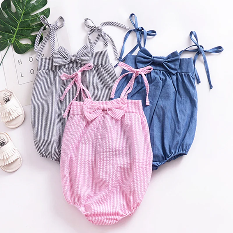 

New Fashion Baby Girls Rompers Summer Cotton Sleeveless Flower bow-knot Newborn Infant Girls Clothing Bandage Jumpsuit Playsuit