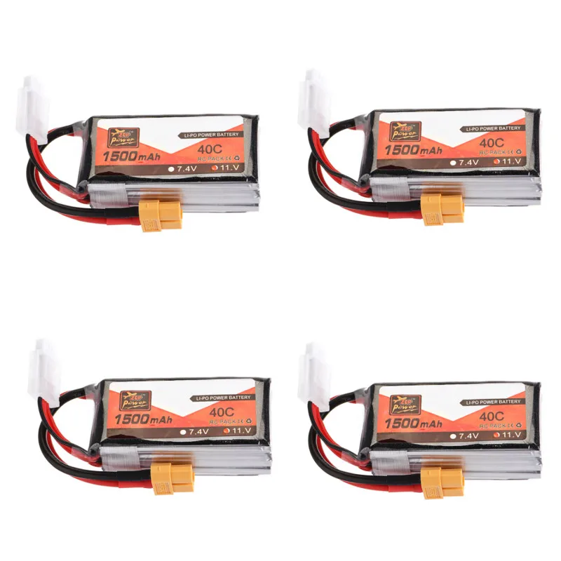 4 шт. ZOP Power 11 1 В 1500 мАч 40C 3S Lipo батарея XT60 Разъем для RC FPV гоночного дрона самолета