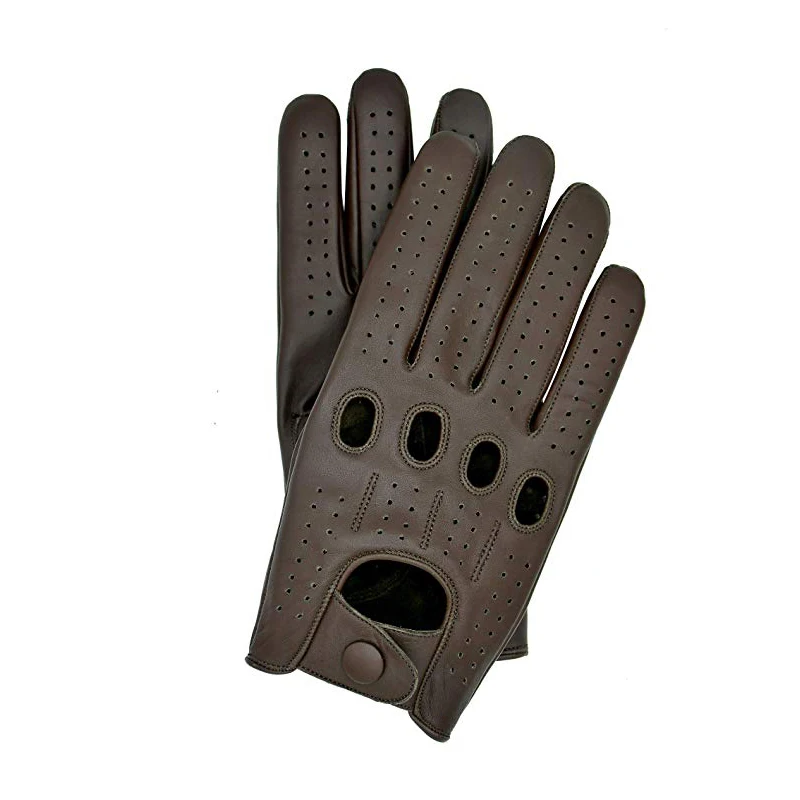 New Arrival Mens Gloves Goatskin Leather Riding Driving Gloves Full Finger Non unlined Slip Mitten For Male Real Leather Gloves