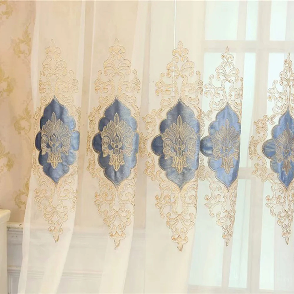 

Embroidered White Tulle Curtains European Sheer Voile Gauze for Living Room Bedroom Tulle Window Curtains Window Tulle Curtain