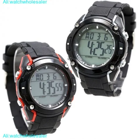 DW437B BackLight Black Bezel Women 100% Tested3ATM Red +Black Case Digital Watch
