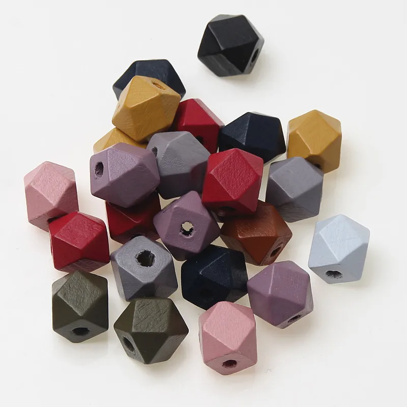 

Handmade Mixed Spacer Wood Geometric Faceted Wooden Beads For Jewelry Making DIY Necklace 12/15/20mm
