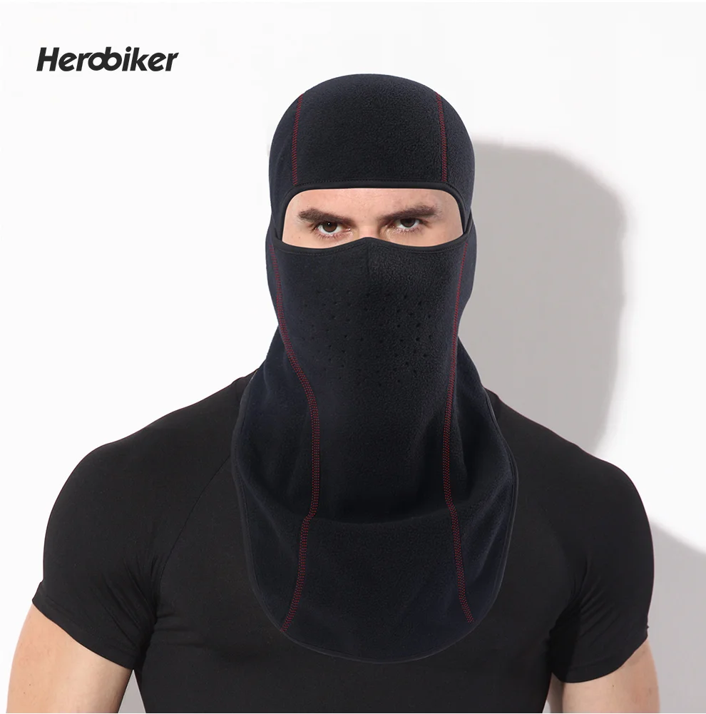 HEROBIKER черная осенне-зимняя термальная Флисовая Балаклава мотоциклетная маска мото ветрозащитная велосипедная маска для катания на лыжах