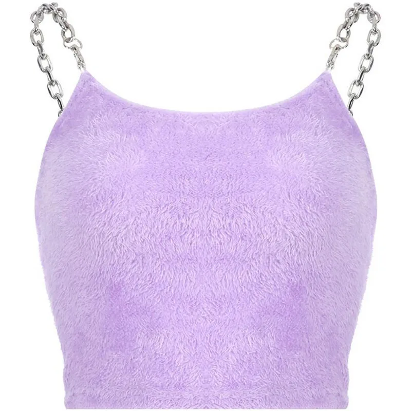 

Purple Chain Top Sleeveless Backless Off Shoulder Crop Top Femme Ladies Summer Tops for Women 2019 Streetwear New