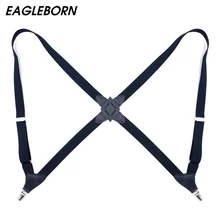 Мужские темно-синие подтяжки на подтяжках, эластичные черные, серые, красные, сверхпрочные, с перекрещивающимися ремешками, на подтяжках, для мужчин, 2 зажима, коричневый