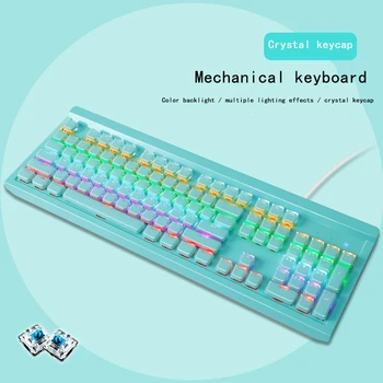 

Game keyboard Mechanical Keyboard 104 key Crystal Key Cap RGB Backlight Keyboard Blue Switch Waterproof Multi-color Optional
