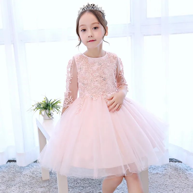 Детское белое и розовое платье для девочек милые платья принцессы для девочек-подростков от 4 до 16 лет, хлопковые платья для дня рождения, свадьбы, детские платья