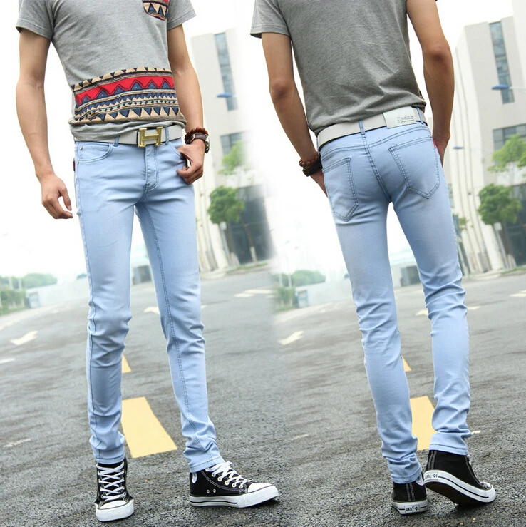 Moda hombre flaco Jeans ajustados hombre clásico Slim Fit Stretch Jean  vaquero verano algodón Casual Mens pantalones lápiz negro pantalones|jeans  trousers|tight jeans fashion mentight jeans men - AliExpress