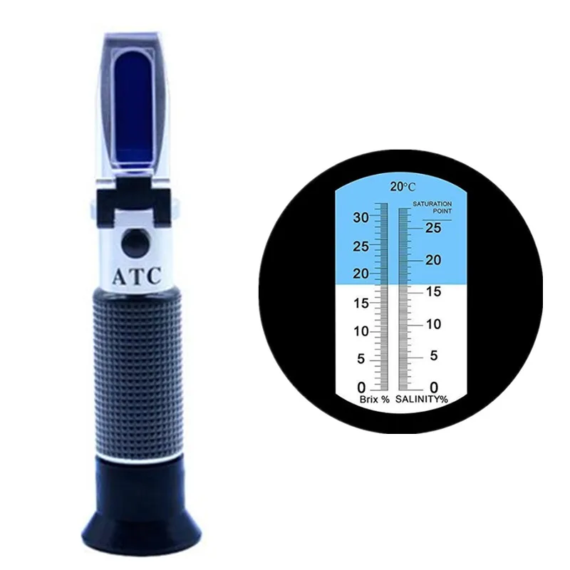 Portable 2 in 1 Salinity Brix Refractometer test salt water 0 28 Brix