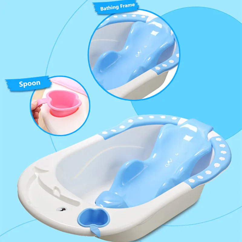 Baby Large Bathtub Be able to sit and lie down Apple Dolphin Children Sark With Water Scoop Bathing Frame with Strip Lying Plate