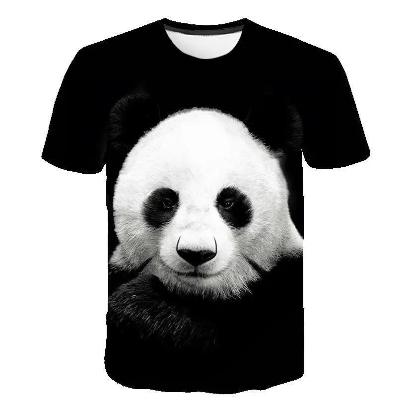 Kids Youth Rainbow and Panda Art Customized Short Sleeve T-Shirt Tee for Girls Black