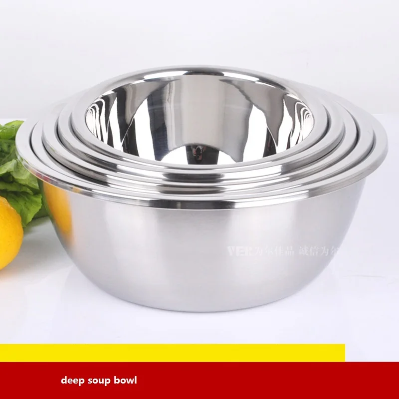 

free shipping 18/10 soup bowl stainless steel pots vegetables thick soup pots basin circle household egg salver