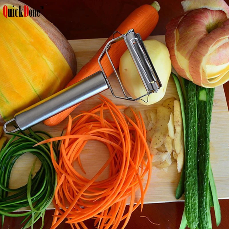 

QuickDone Stainless Steel Julienne Peeler Fruit Vegetable Shredder Slicer Potato Carrot Double Planing Grater Tools AKC6027