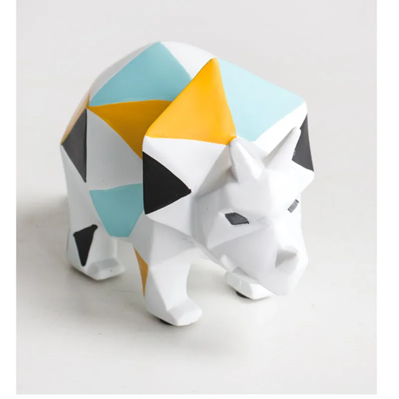  Simple Modern Geometry Assorted Colors Dinosaur Resin Statue Simulation Animal Figurines Children B - 33048593646