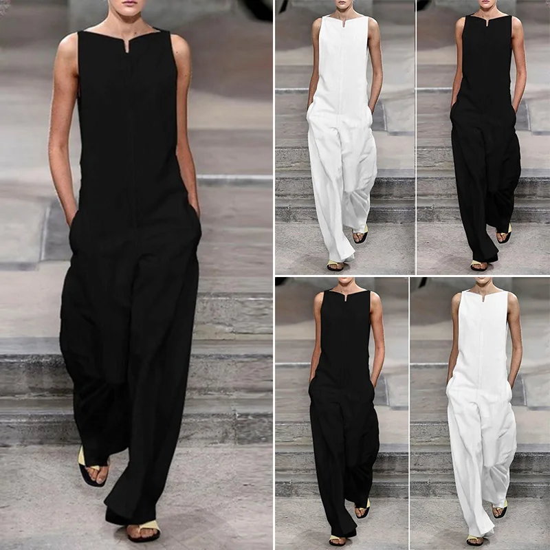 Женский комбинезон новый дизайнерский Повседневный свободный черный белый без