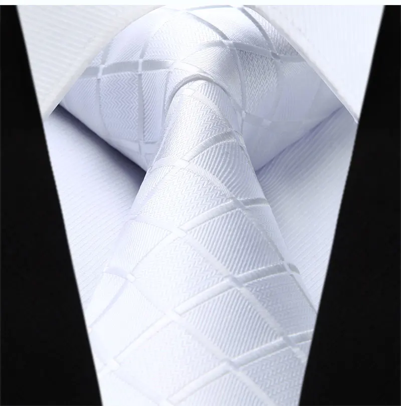 Вечерние свадебные классические платок галстук тканые Для мужчин галстук мода Белый Проверьте плед оранжевый галстук платок комплект