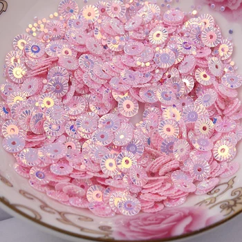 

3000Pcs 6mm Round Wheel Flower Gold Plating Loose Sequins Sewing PVC DIY Paillette Light Pink Confetti Spangles