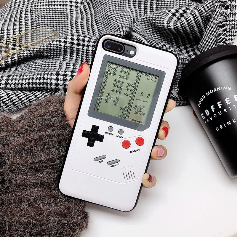 

Really Can Play Retro GB Gameboy Tetris Phone Cases for iPhone 6 6S 7 8 Plus Soft TPU Blokus Game Cover For Iphone X Capa