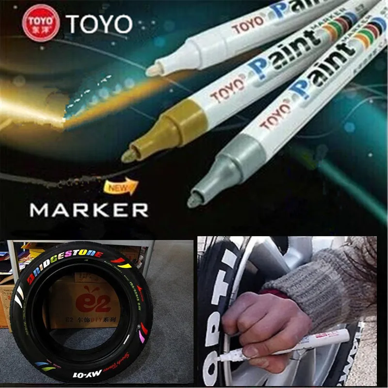 8 colors Waterproof Car Tyre Tire Tread CD Metal Permanent Paint Marker Graffti Oily Marker Macador Caneta Stationery|Marker Pens| - AliExpress