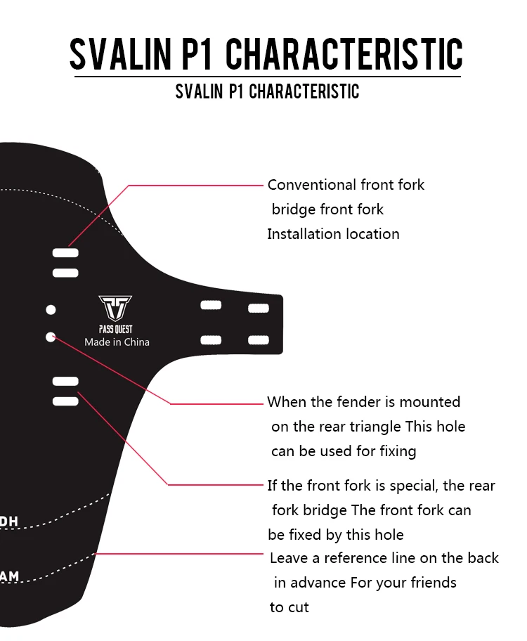 Пройти квеста велосипедный щиток MTB щит от грязи для велосипеда подходит для передней вилки/Задние колесные велосипедные детали SVALIN P1 P3